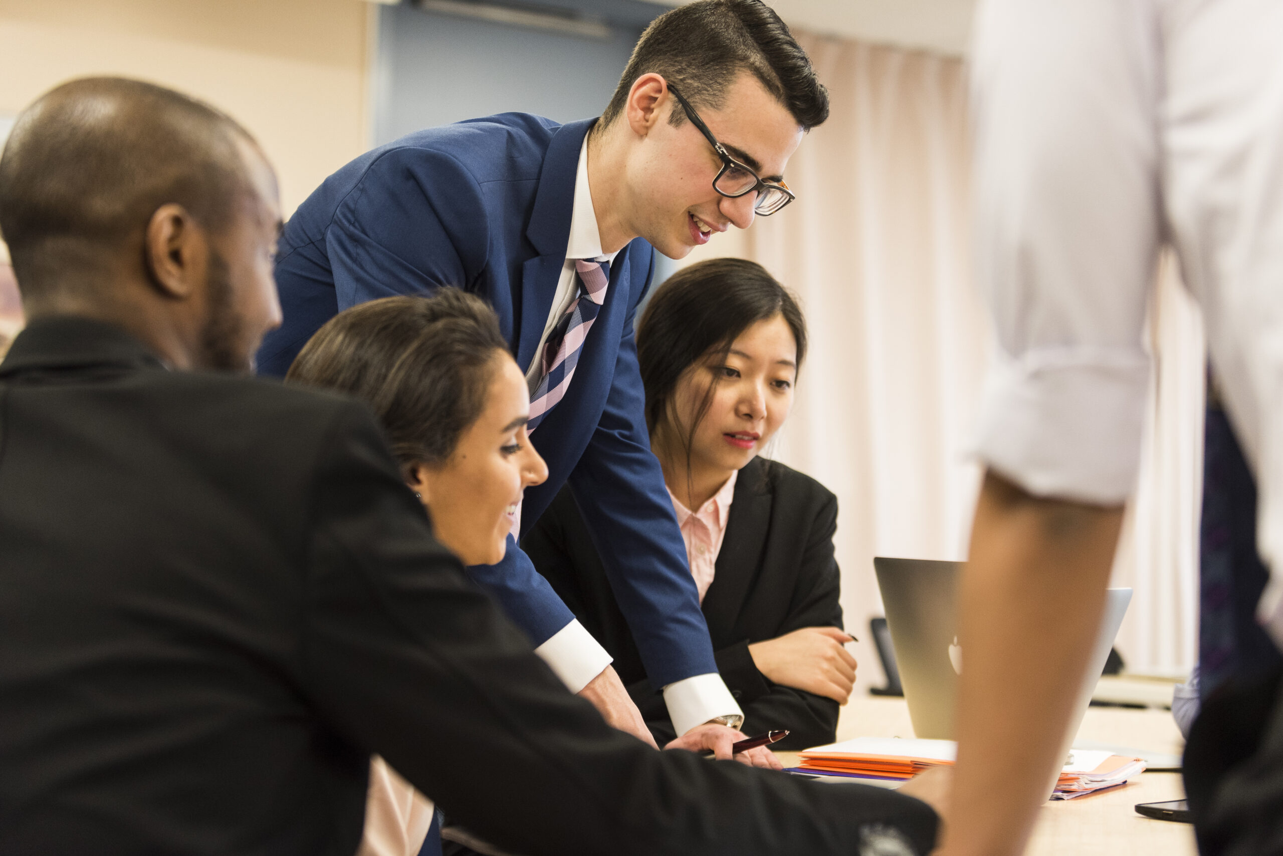 A group of students working together.
