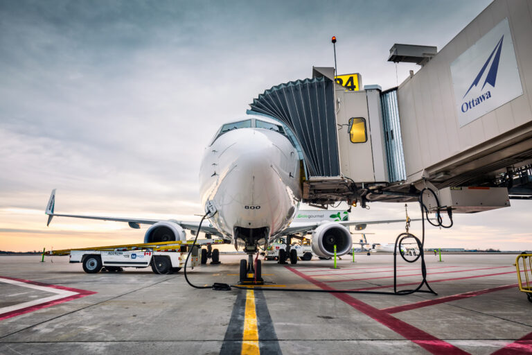 An airport at a gate at the Ottawa Airport