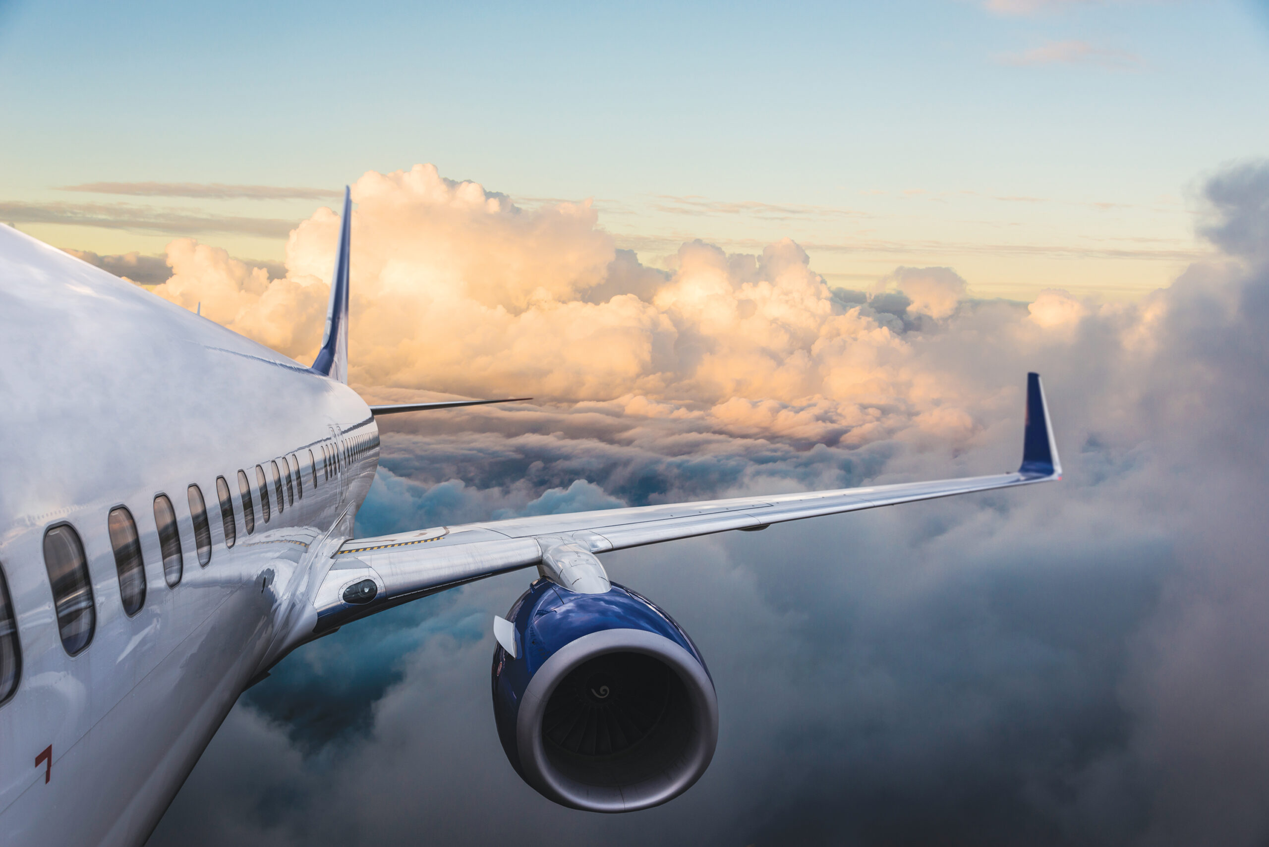 A Boeing plane in the air