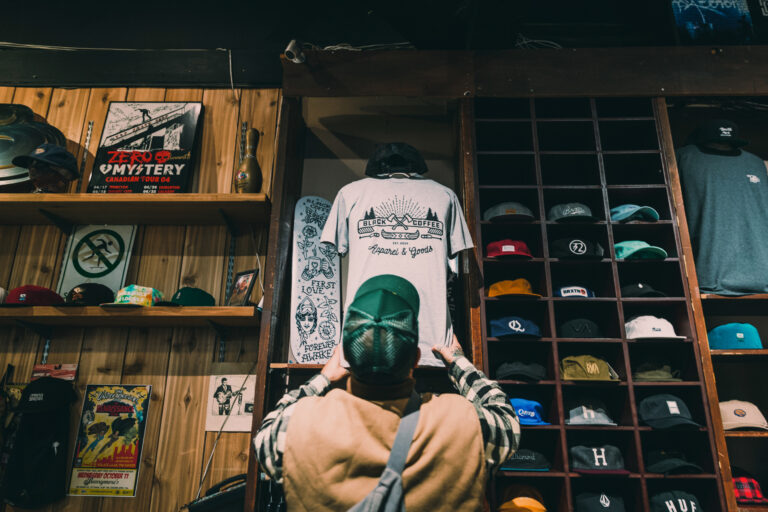 Randy Hogg stocks his products at local skateshop