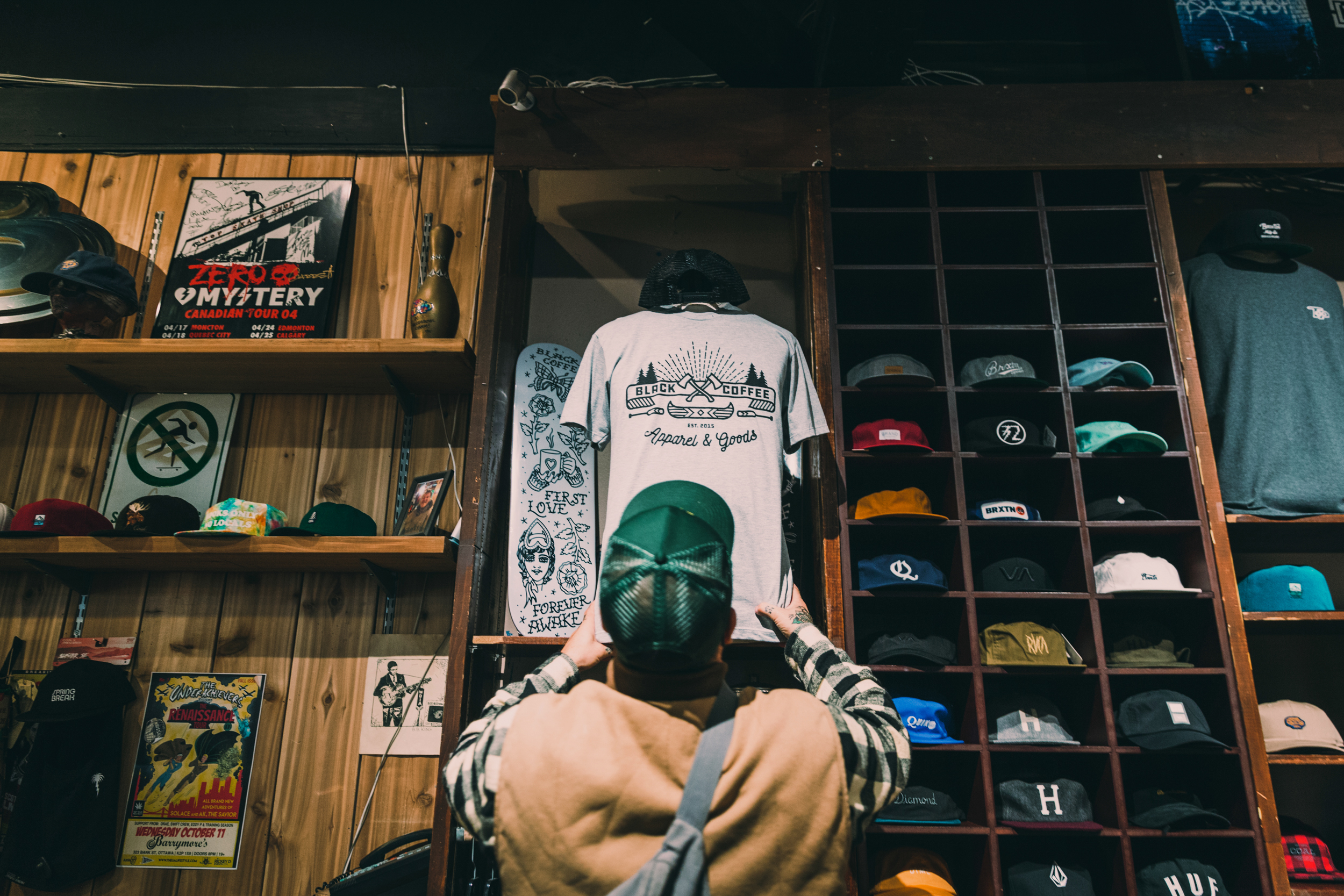 Randy Hogg stocks his products at local skateshop