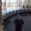 John Wynands in his rotary milking parlour.