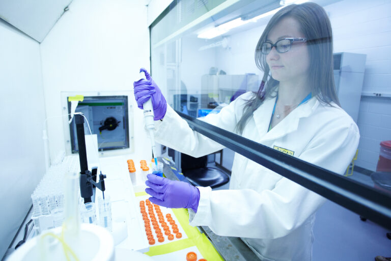 Lab technician testing samples
