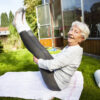 Image of an elderly woman doing yoga