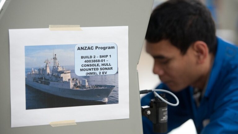 A worker inside Lockheed Martin's Kanata facility