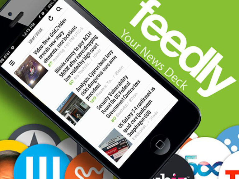 A shot of the feedly app on a mobile phone.
