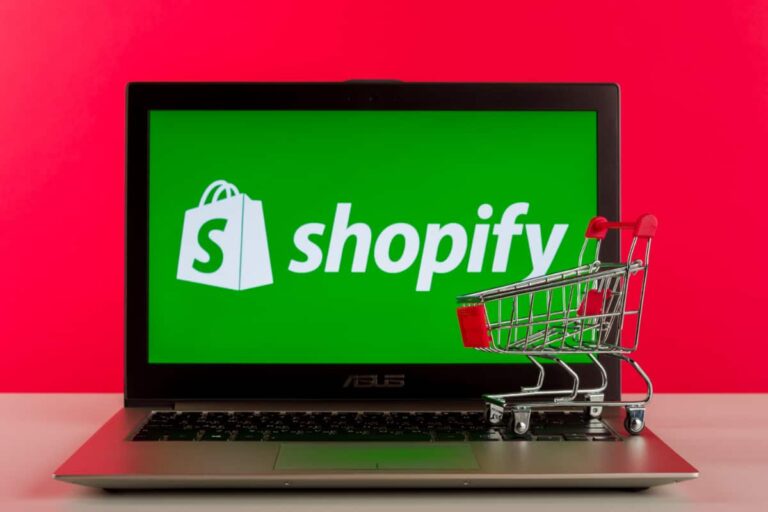Shopify sign with cart