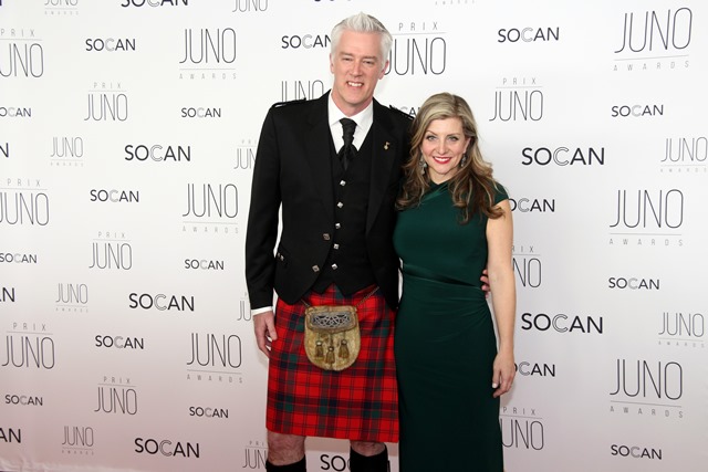 Allan Reid, president and CEO at the Canadian Academy of Recording Arts and Sciences and the JUNO Awards, with his wife, singer Kim Stockwood, on the red carpet at the JUNO Gala Dinner and Awards held at the Shaw Centre on Saturday, April 1, 2017. 