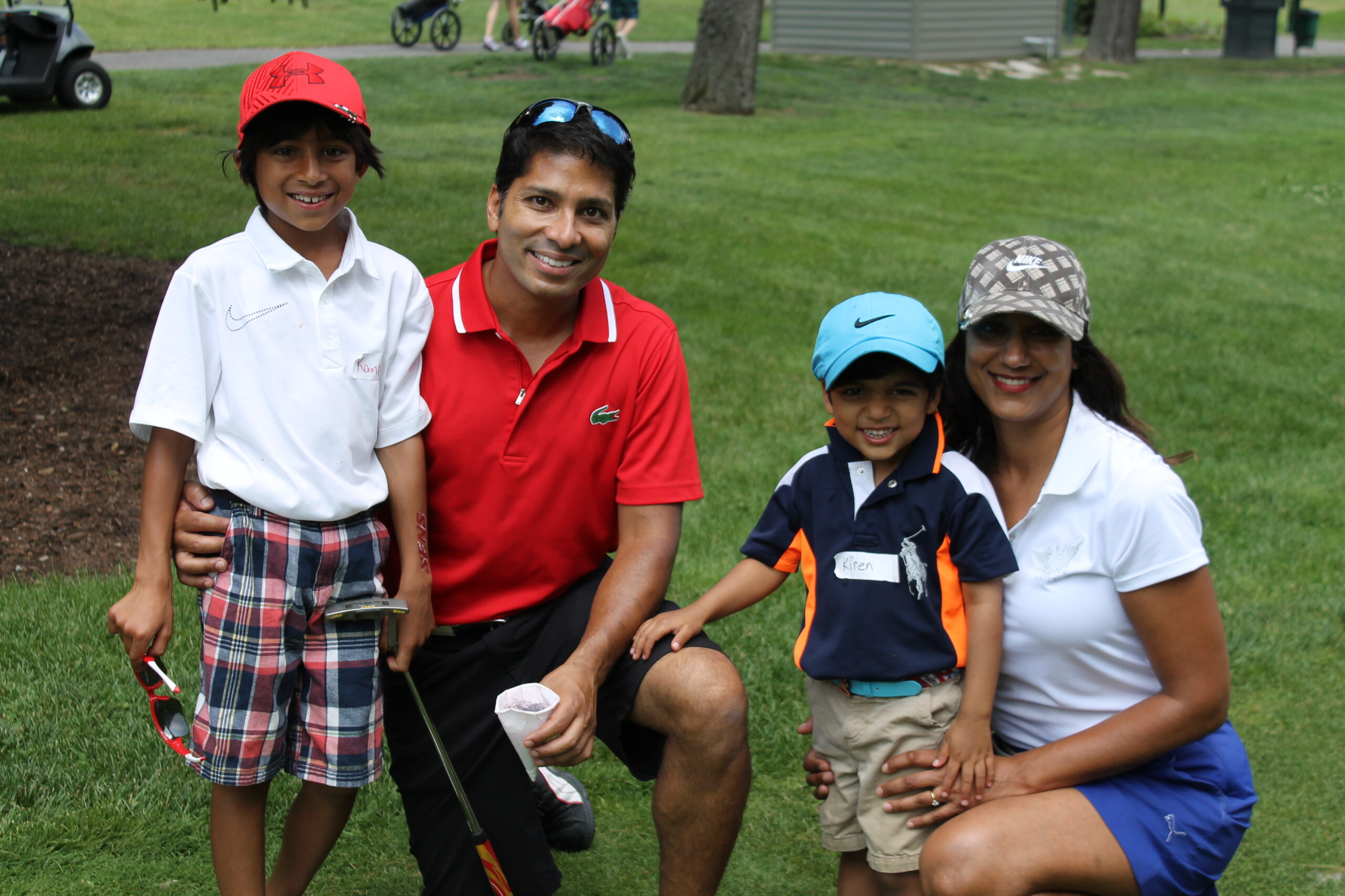 Family on golf course