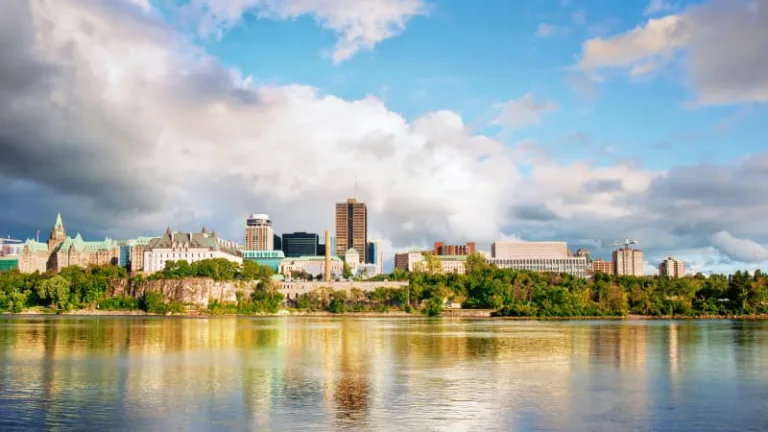 Skyline of the city of Ottawa from across the Ottawa river