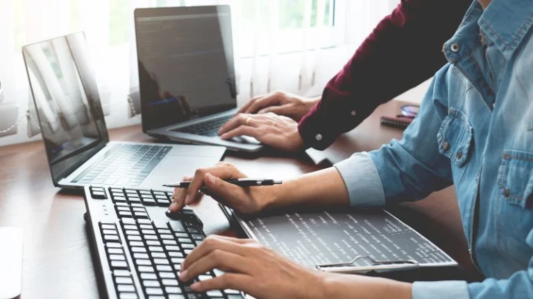 stock image of tech employee