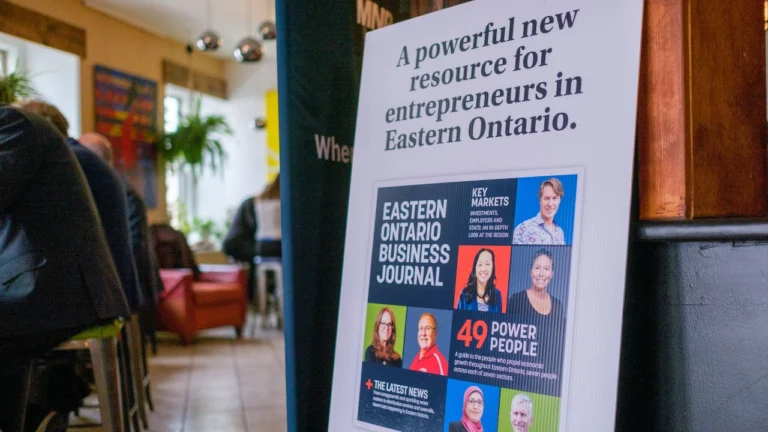 an EOBJ poster welcoming attendees to the celebratory luncheon