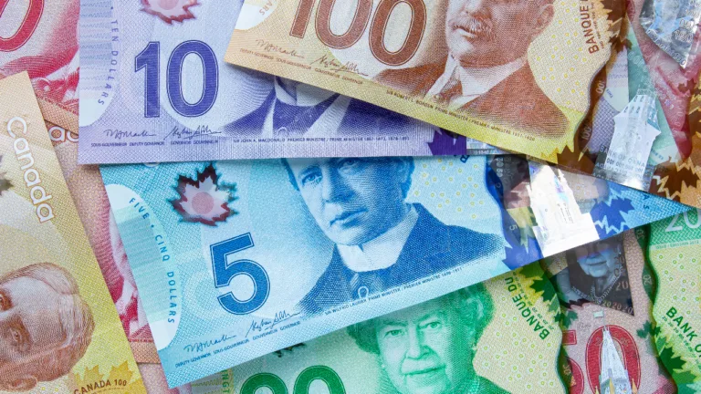 Canadian cash stock image