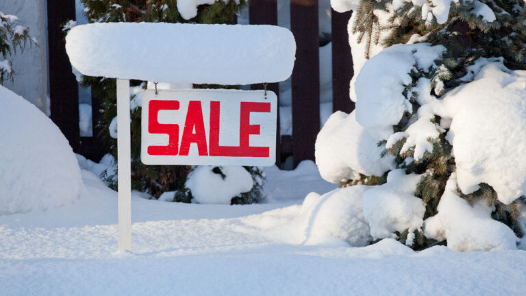Home sale sign winter