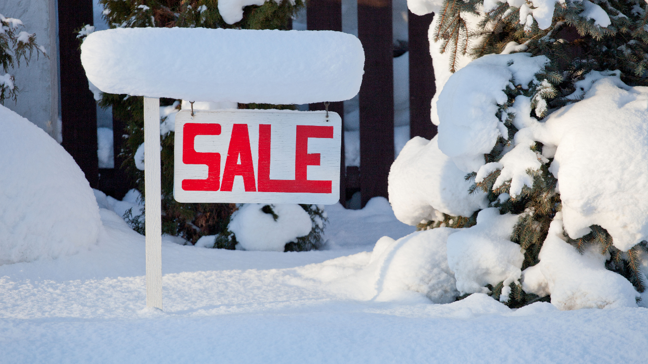 Home sale sign winter