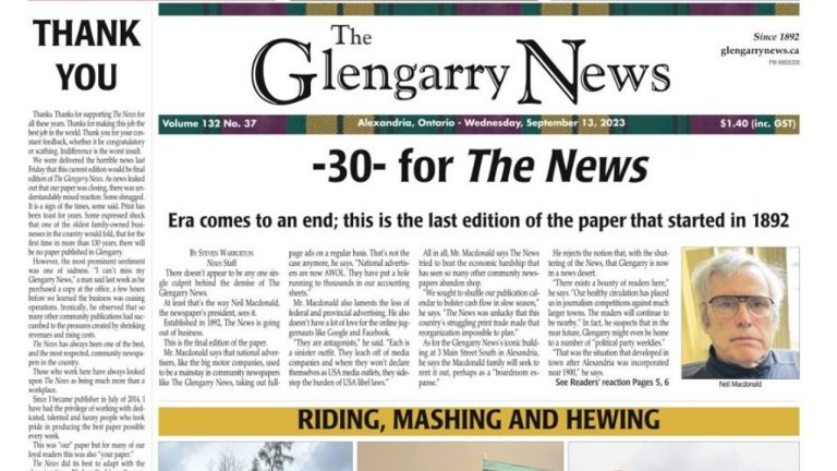 Glengarry News closure