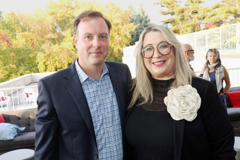 Team Rubicon Canada board members Paul McCarthy and Kristina Davis at the Salute to Service reception hosted by the non-profit organization at 50 Sussex on Monday, Oct. 2, 2023. Photo by Caroline Phillips