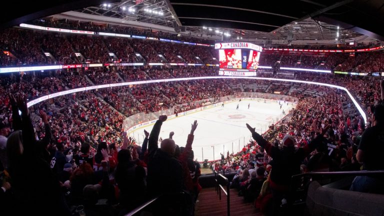 Ottawa Senators crowd cheering Stanley Cup