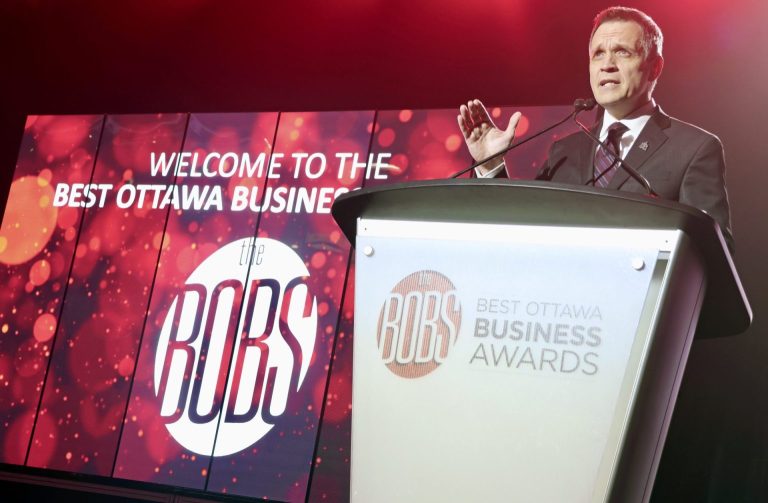 Ottawa Mayor Mark Sutcliffe spoke of how committed he is to seeing the business community in Ottawa grow during his brief remarks at the Best Ottawa Business Awards, held at The Westin Ottawa on Thursday, Nov. 23, 2023. Photo by Caroline Phillips