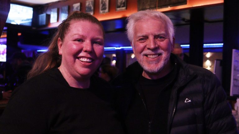 Stacie Sivyer (left) is the general manager and music curator of The Rainbow. She’s friends with Andrew Penny (right), one of the amplifiers who helped the bar thrive upon re-opening. Photo by Zenith Wolfe