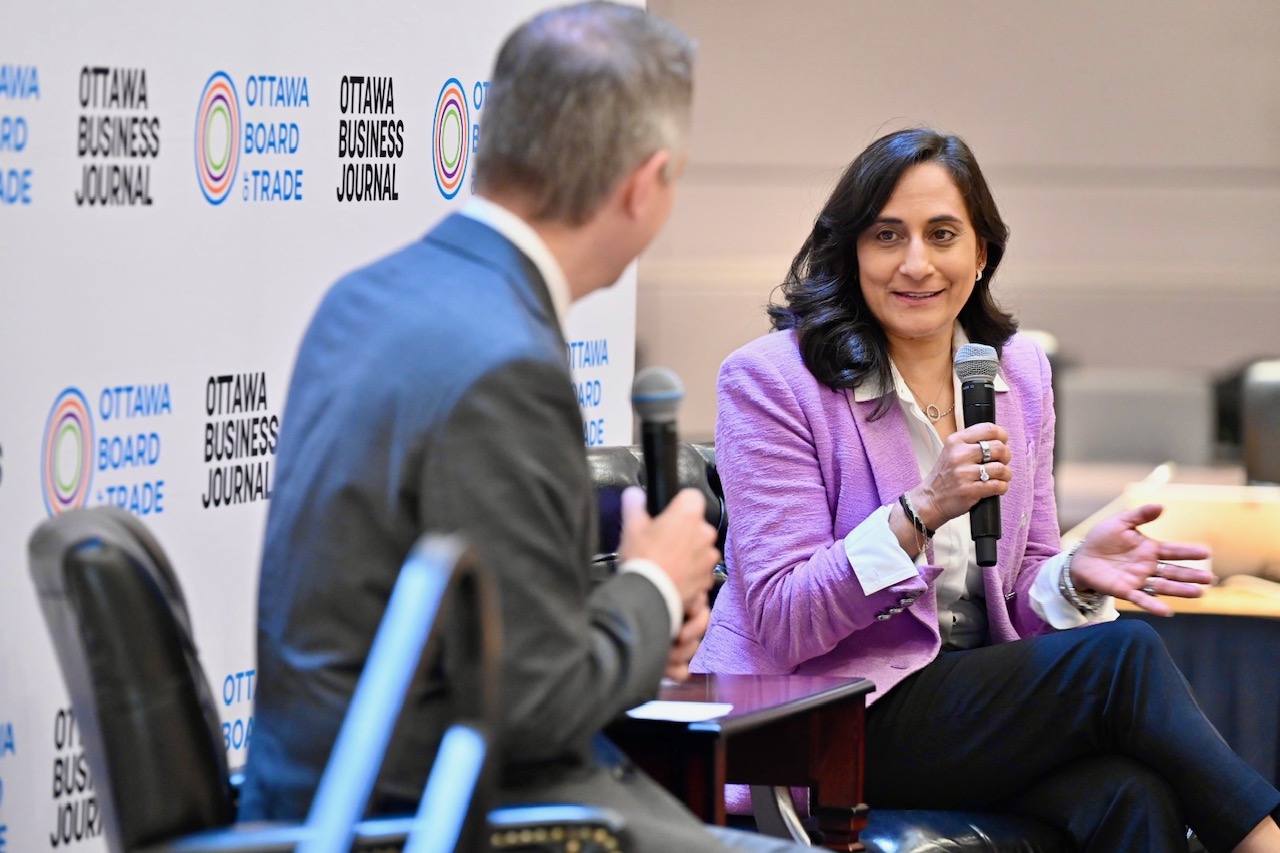 Mayor Mark Sutcliffe and Treasury Board president Anita Anand at the Mayor's Breakfast on May 23, 2024. (Photo by Mark Holleron)