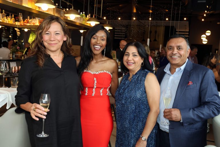 From left, Ottawa Board of Trade president and CEO Sueling Ching, guest of honour Solange Tuyishime Keita, Savita Chaudhary and Devinder Chaudhary, owner of Aiāna Restaurant Collective, at a special dinner held Friday, July 19, 2024 to support Tuyishime Keita in her Miss Universe Canada journey. Photo by Caroline Phillips
