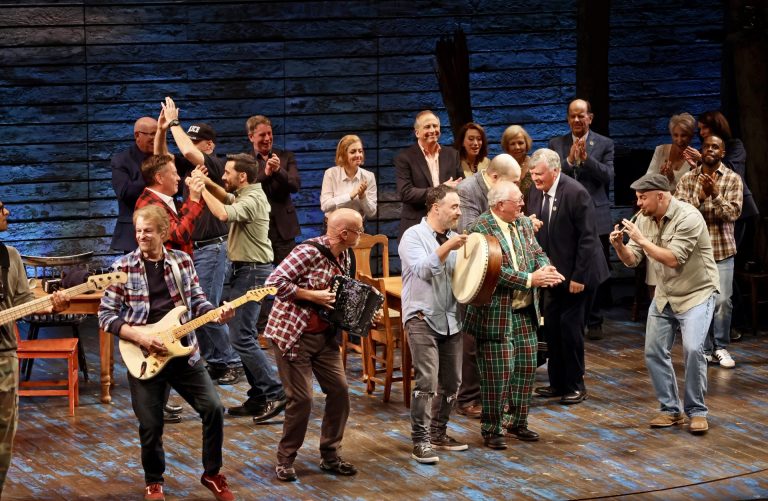 The opening night of Come From Away at the National Arts Centre honoured special guests from Gander, N.L. by inviting them on stage after the show to help celebrate. Photo by Caroline Phillips
