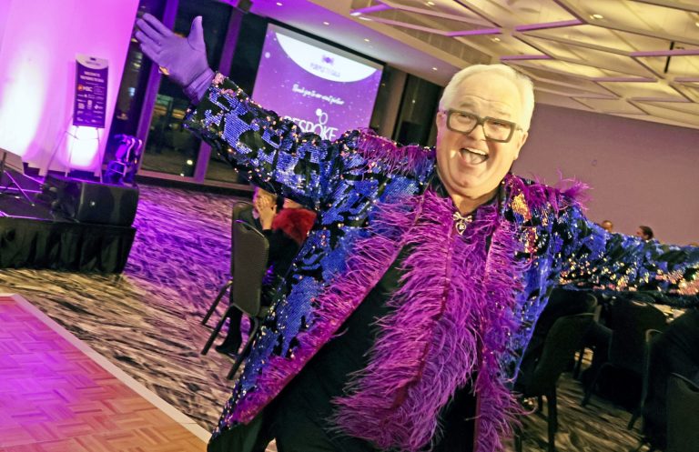 Co-chair and co-host Joseph Cull unleashed his purple pizzazz at the Purple Tie Gala held in the Canada Room of the National Arts Centre on Saturday, Oct. 5, 2024, in support of Cornerstone Housing for Women. Photo by Caroline Phillips
