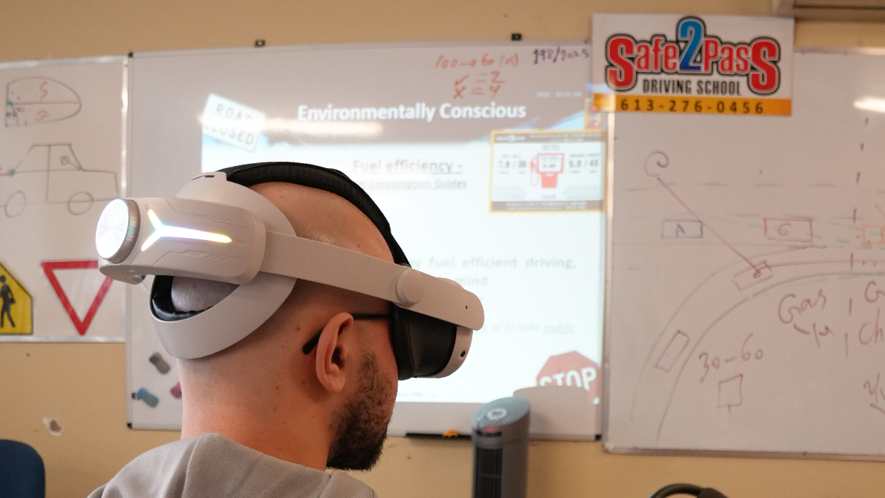 Karim Ismail, founder and CEO of Kilonova Interactive, has created a VR experience for in-class students at Safe2Pass driving school. Photo provided by Karim Ismail.