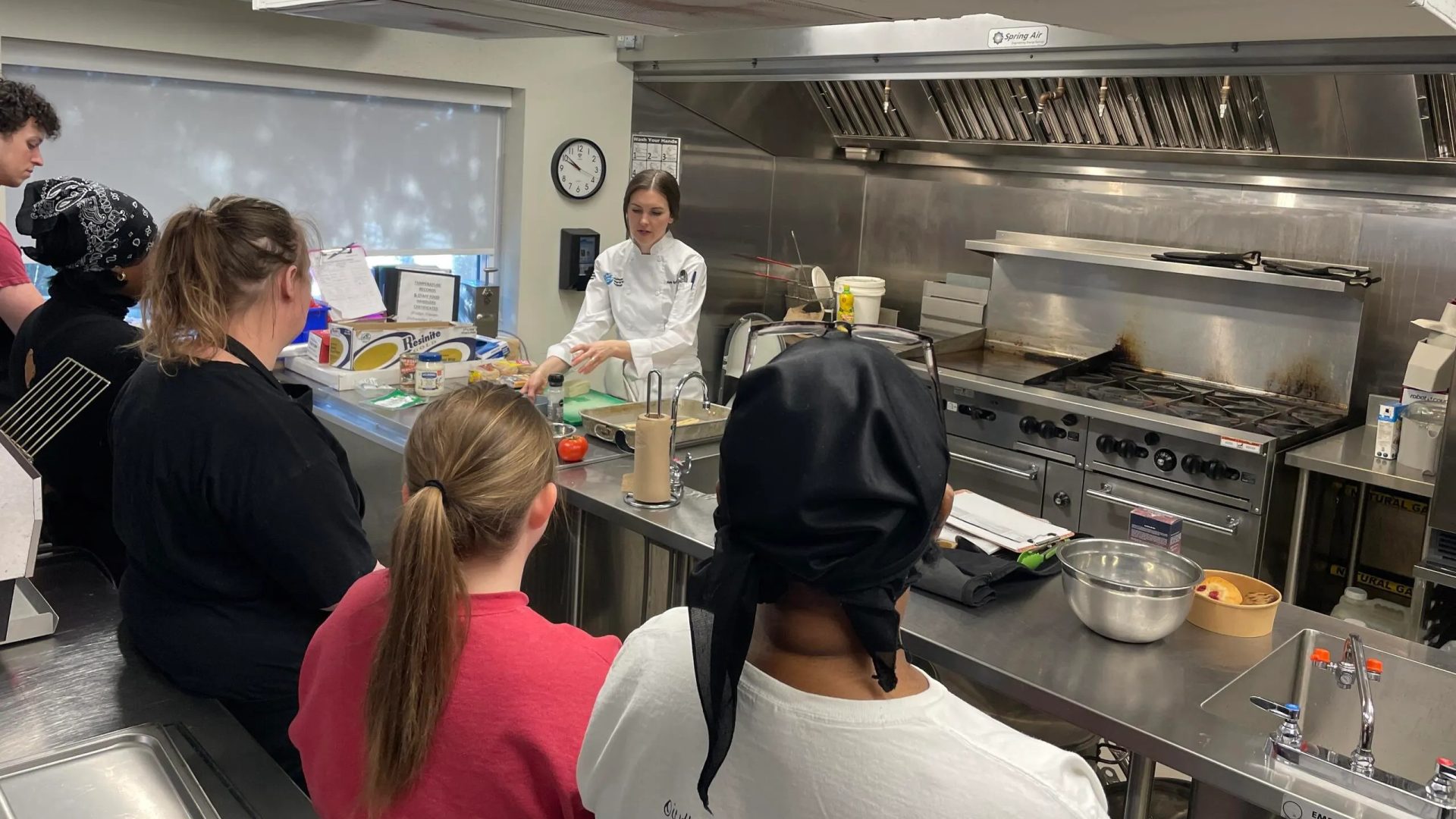 Chef Amy Symington delivers a culinary demonstration during a Forward Food training to participants from the charitable food sector on March 7. Photo supplied