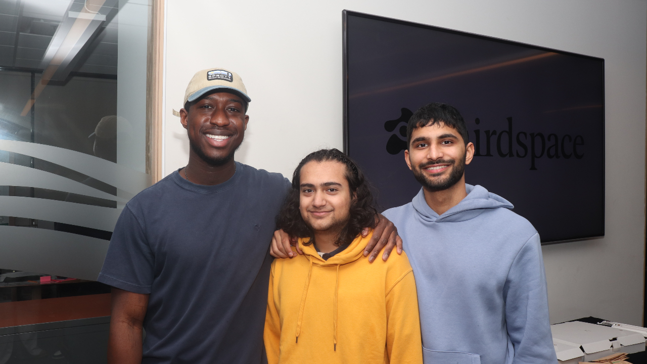 The Thirdspace team at the launch. From left to right: Cedric Osagie (c-founder and CEO), Eshan Betrabet (co-founder and CTO) and Khizar Malik (founding engineer). Photo by Kyle Wright.