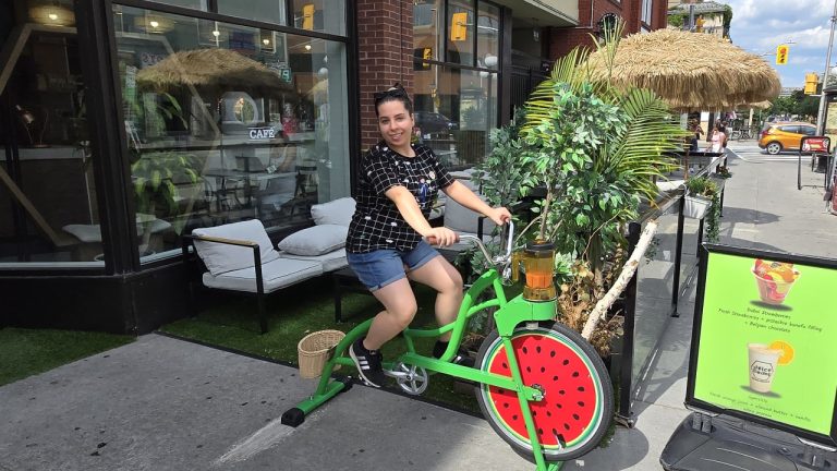 Juice Dudez has set up the "smoothie bike" in the hopes to bring in new customers this summer. Photo submitted by Nasr Nasr.