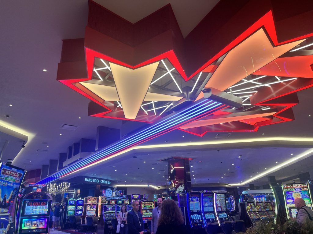 The maple leaf guitar on the ceiling of the front entrance is symbolic of Canadian music with the slashes within the maple leaf calling back to ice skating and hockey. Photo by Marissa Galko.