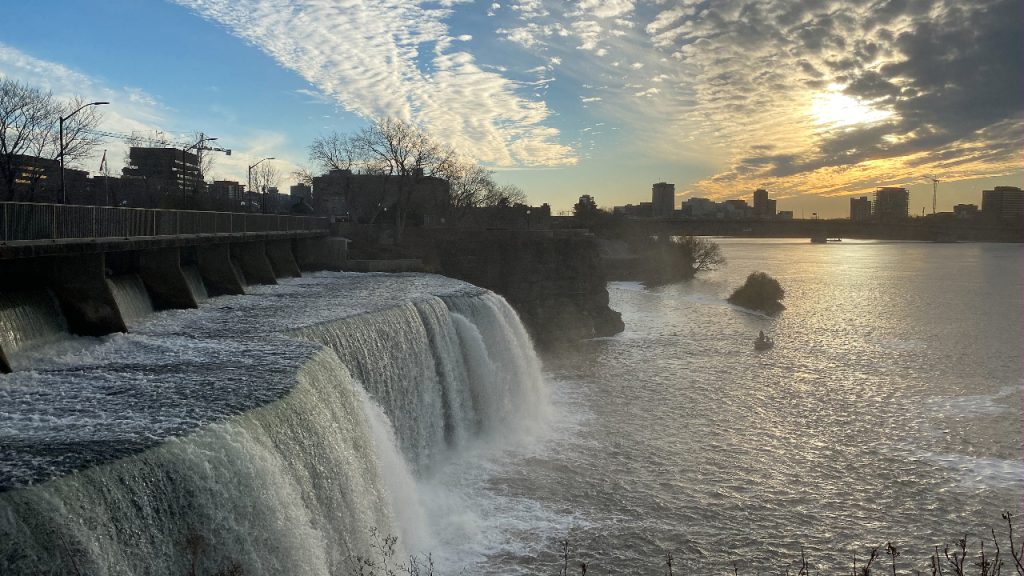 Sunset over the Rideau Falls. Photo by Laura Byrne Paquet.