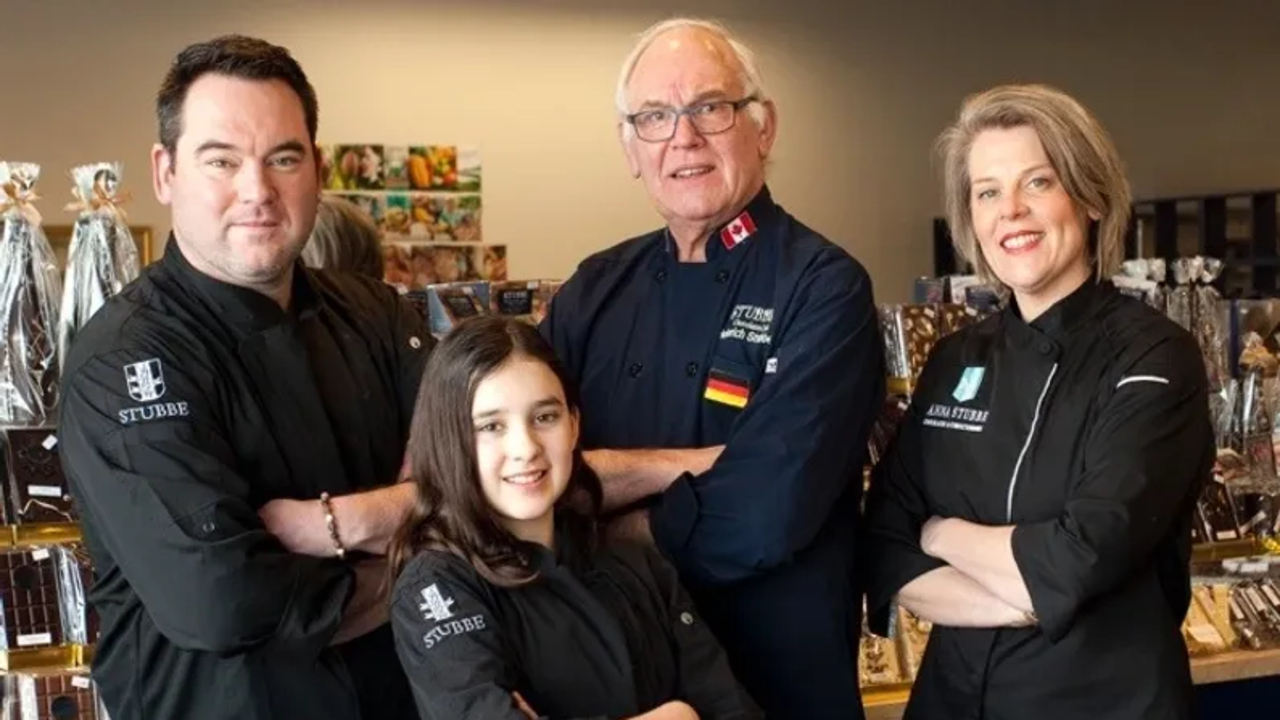 Heinrich Stubbe has had to come up with ways to ensure quality products, despite the rising cost of cocoa. From left to right: Daniel Stubbe, Georgia, Heinrich Stubbe and Anna Stubbe. Photo from Stubbe Chocolates website.