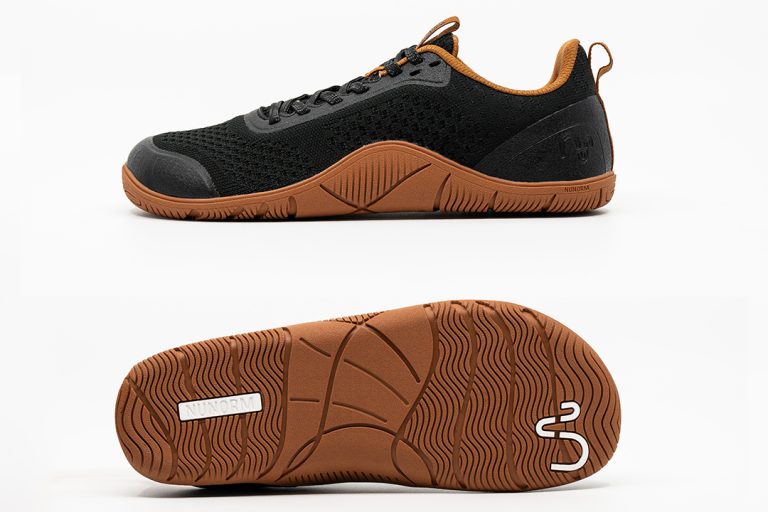 Nunorm's barefoot shoes have a wider toebox, less cushioning on the sole and keep feet level with the ground. Photo by Nunorm.