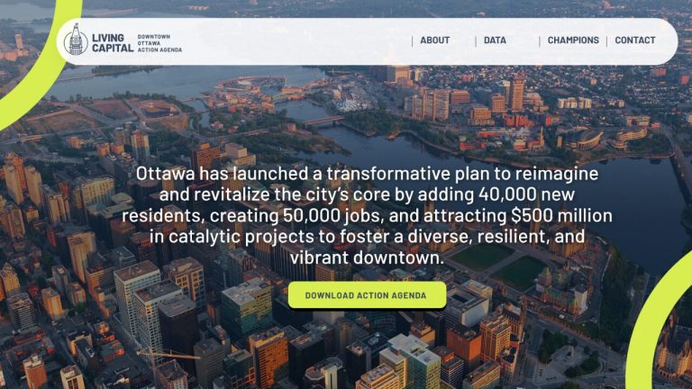 A new online portal will track the progress of the city's downtown revitalization plan and allow for better transparency. Screenshot of Living Capital Ottawa website.