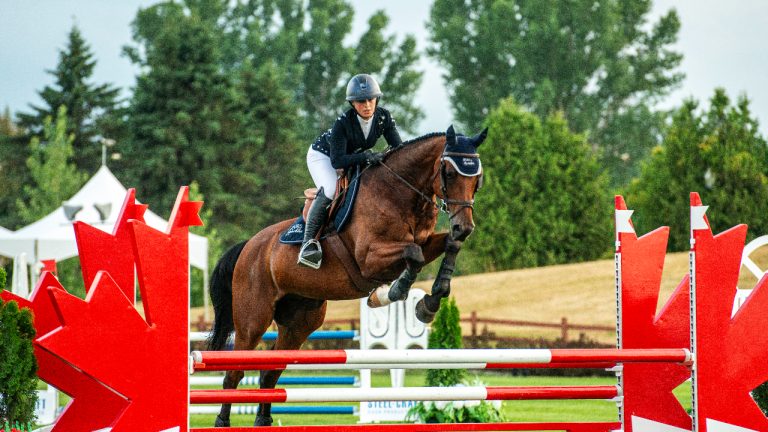 Incredible skills shown in the jumping portion of the competition at Spurs & Sparkles for QCH Foundation at Wesley Clover Park, August 13, 2025. Photo by Tia MacPherson.