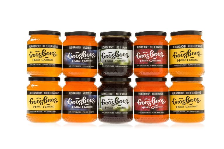 Variety of honey by Gees Bees. Photo by Paul Couvrette/ Couvrette Photography.