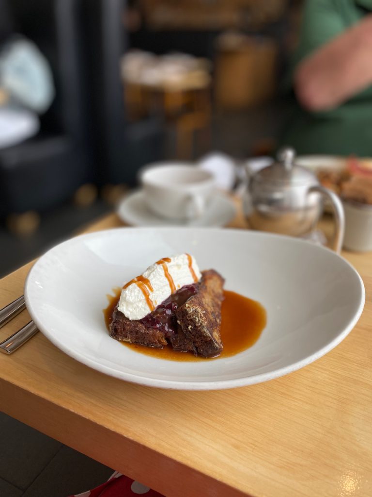 Gezellig’s French toast is made with banana bread. Photo by Laura Byrne Paquet.