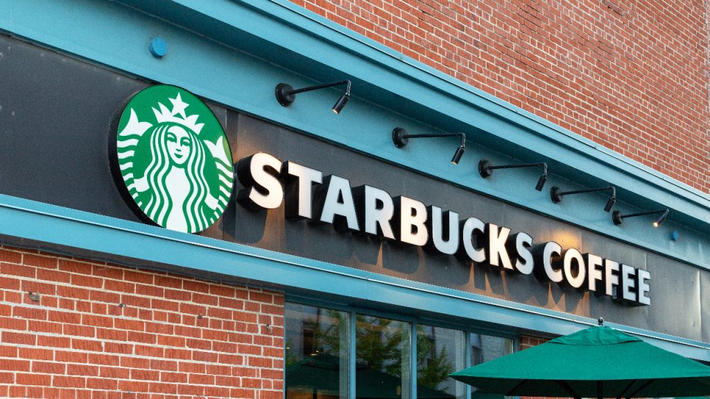 Starbucks at Elgin and Lisgar streets in Ottawa. Stock photo.