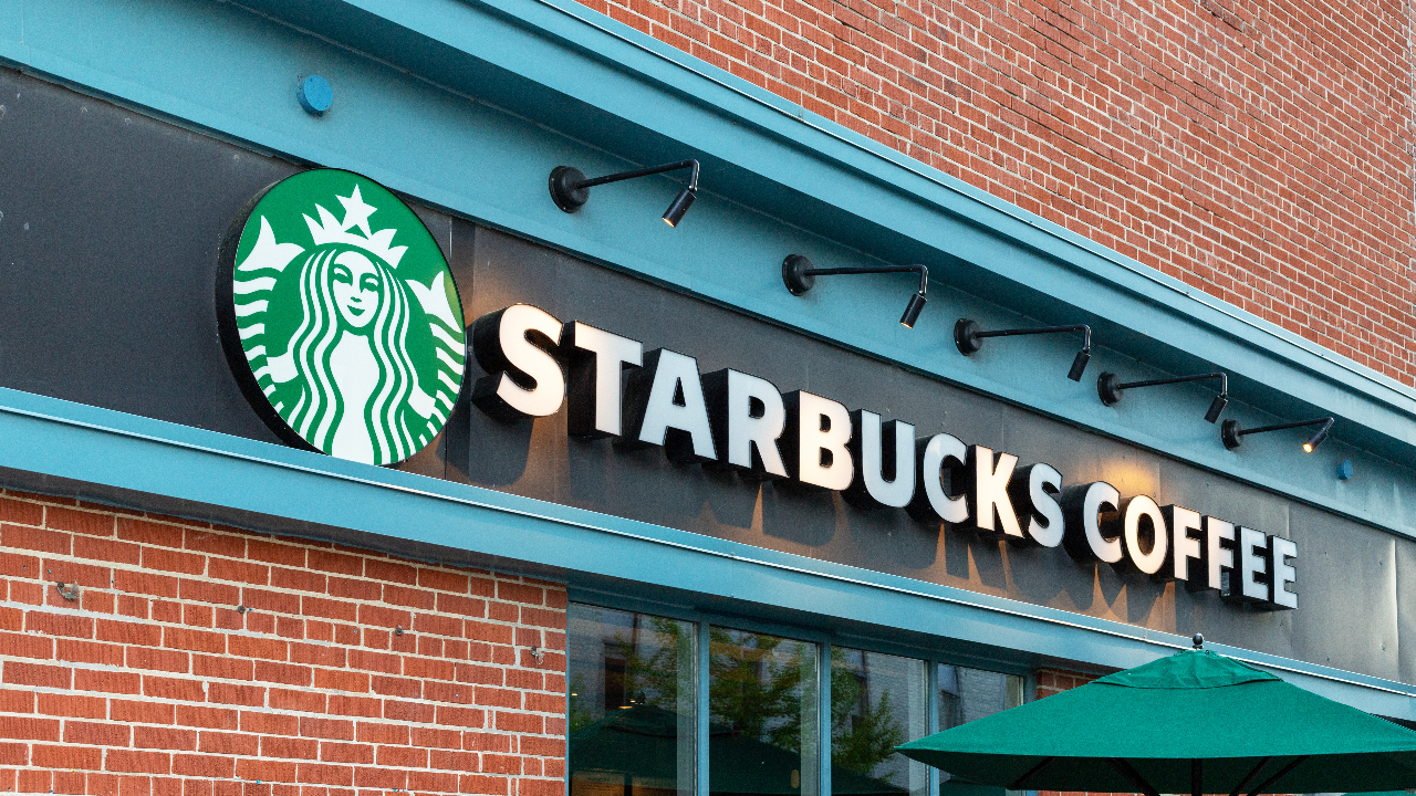 Starbucks at Elgin and Lisgar streets in Ottawa. Stock photo.
