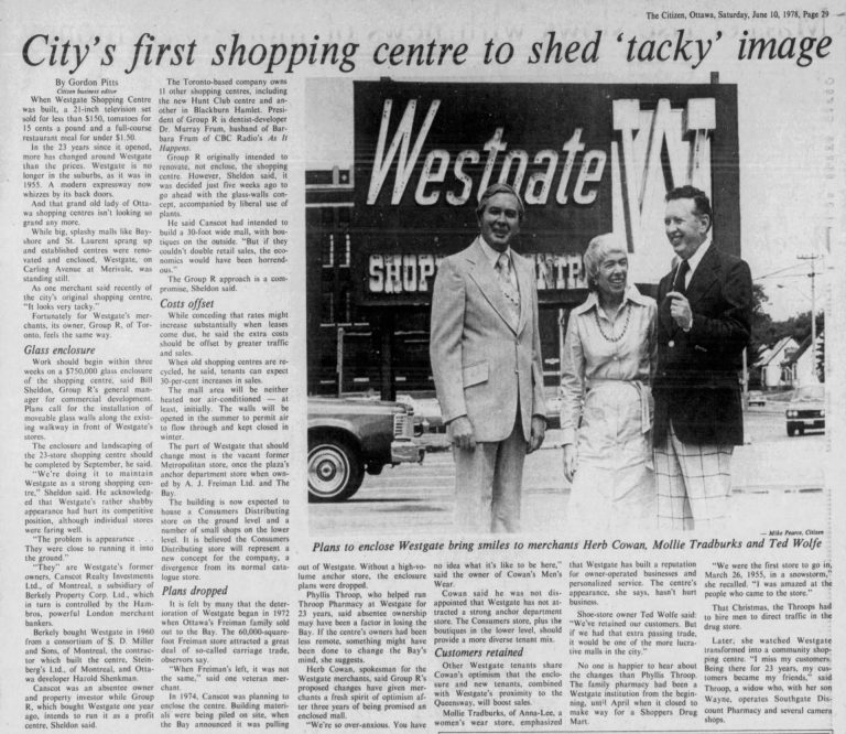 An old Ottawa Citizen article from 1978 discussing how Westgate Shopping Centre plans to revitalize itself.
