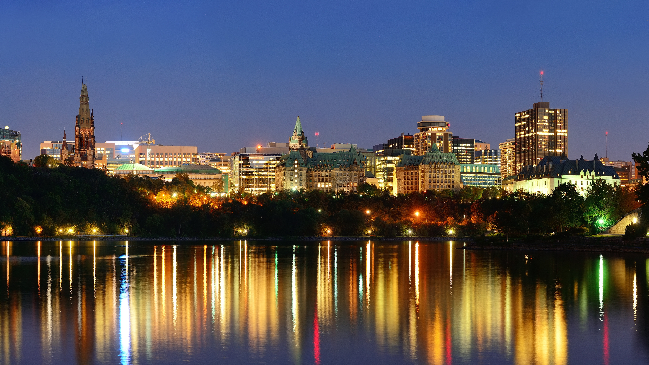 Ottawa downtown skyline at night
