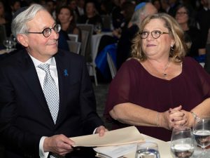 Randi Sherman fondly looks at her husband Ian as he is introduced at the Ottawa Negev Gala, Infinity Conference Centre on Nov. 30, 2025. Photos by Peter Waiser for OBJ.