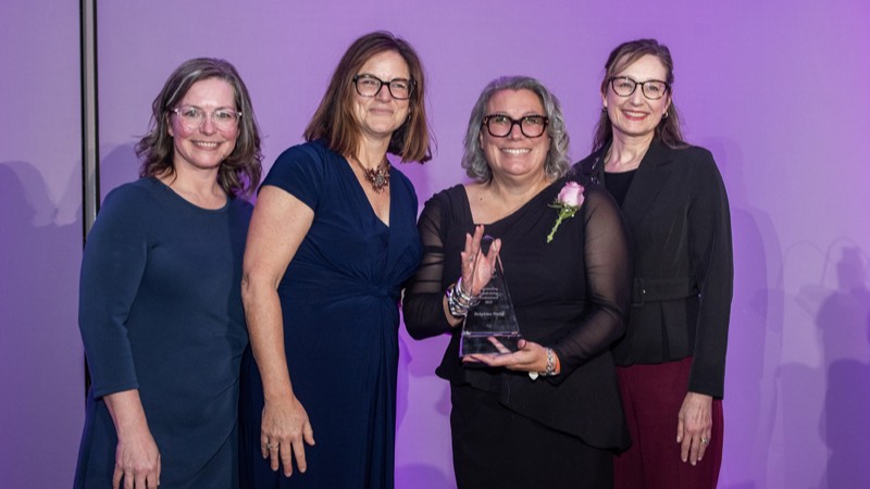 Delphine Haslé (second from right), executive director and chief development officer of Perley Health Foundation receives the AFP Philanthropy Award for Outstanding Fundraising Professional. Photo credit: Tia MacPherson
