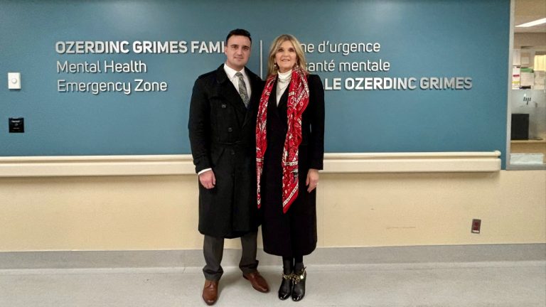 Kathleen Grimes and her son Elgin Ozerdinc at the Mental Health Emergency Zone. Photo supplied.