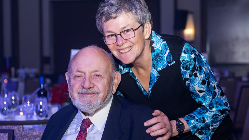Lifetime Achievement recipient Tracey Clark (right) and her father Peter Clark at the Best Ottawa Business Awards at The Westin Hotel, Nov 28, 2025. Photo by Tia MacPherson.