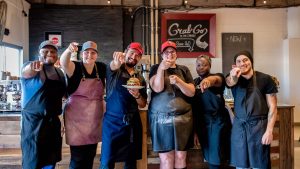The team at Art-Is-In Bakery, which came out on top as the winner of the Ultimate Burger of the Year in the United Way Ultimate Burger Battle last month. Photo credit: United Way East Ontario
