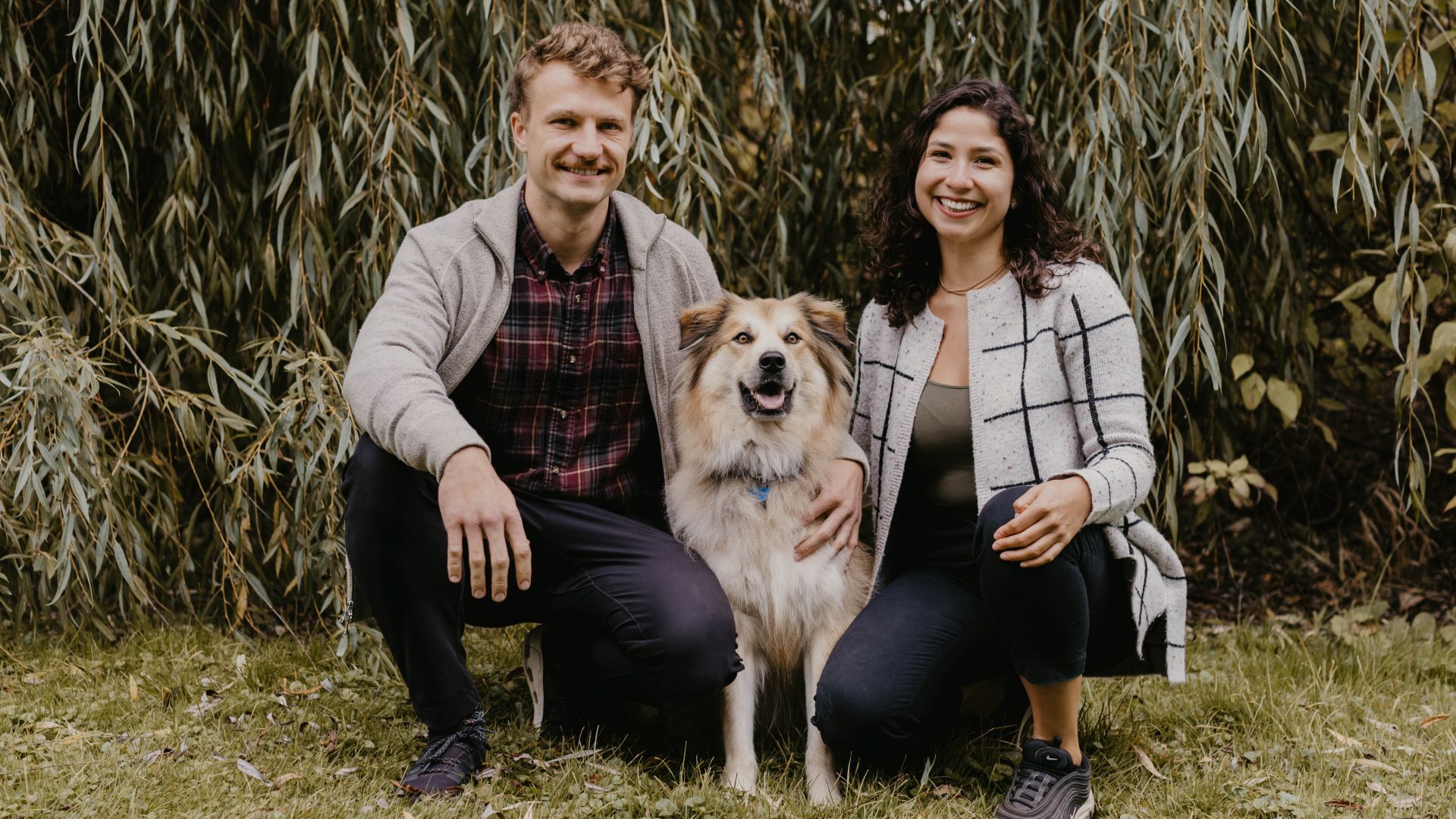 Fuzz Bomb Collages founders Damian Polan and Marysol Madrazo, with Mr. Toby, their dog and CEO. Photo supplied